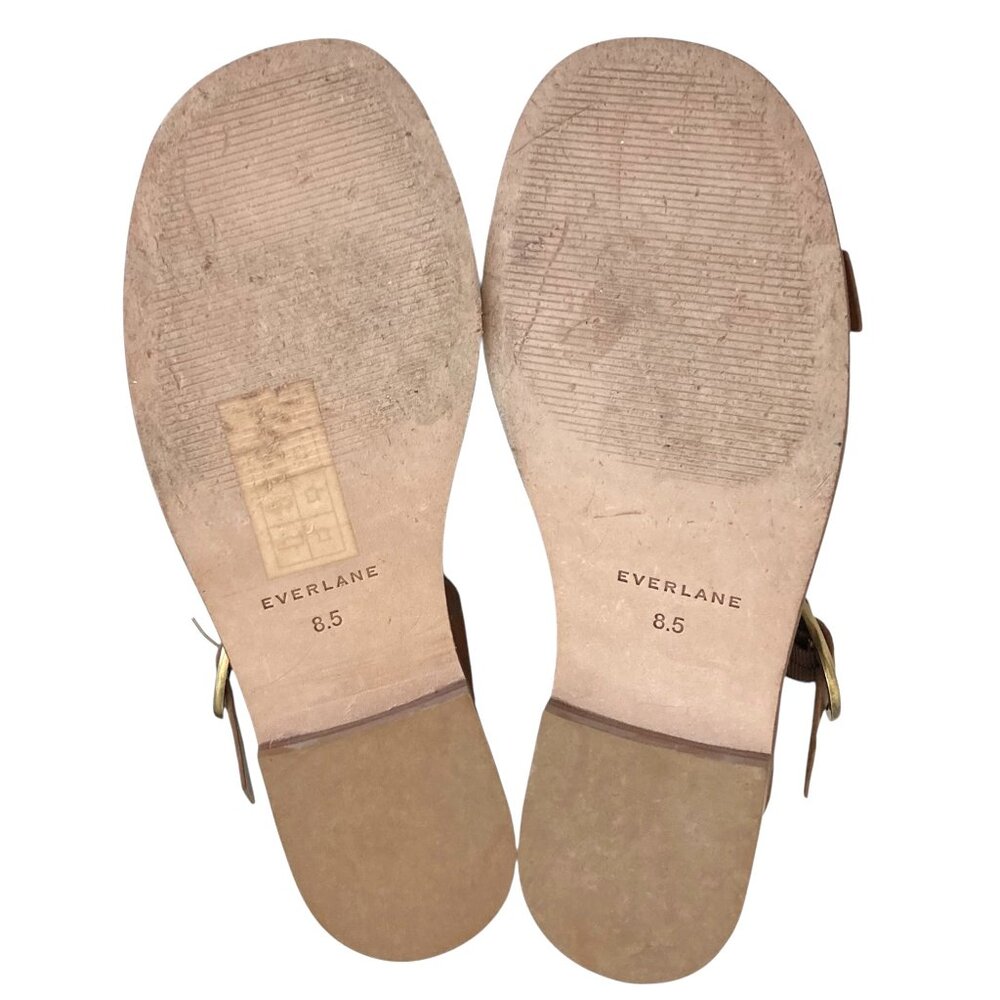 EVERLANE The Twin Buckle Leather Sandals Block Heel Retro 70s Brown - Picture 10 of 12